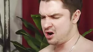 Busty blonde MILF sucks his cock and tosses his salad