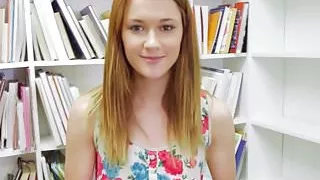 Redhead babe pov fucked in the library