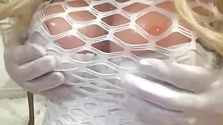 Big titted CD teasing with her tits