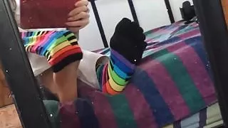 Taking off my Toe Socks - Watch my barefeet