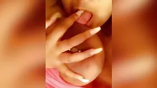 Chubby Black Girl Filming Herself While Playing With Boobs