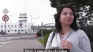 Hot busty brunette Amy getting pussy owned by big fat dick