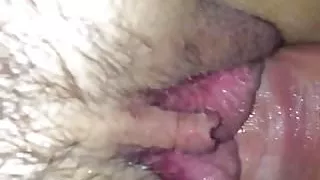 slowmotion cum in my girlfriends hairy pussy