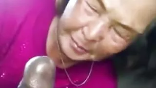 Asian Granny Sucks Black Cock In The Car