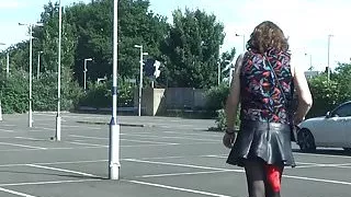 Alison Thighbootboy Another public flash - Leather and Heels