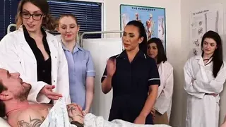 English cfnm nurses tugging and sucking sub