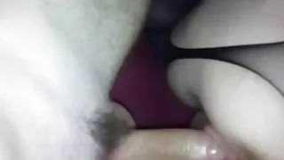 Reverse cawgirl riding in bodystocking