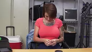 Busty inked babe doggystyled at sexaudition