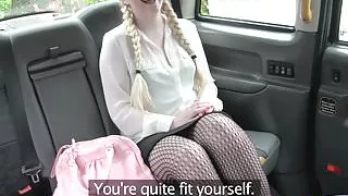Fake Taxi Blonde likes older men in backseat of London cab