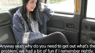 Inked taxi babe gushing after railed in pussy