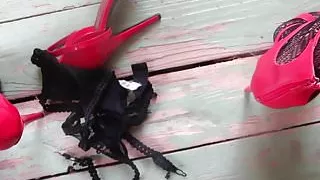 fucking some red ankle strap high heel