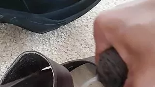 Sex with shoes of friend
