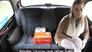 Fake Taxi Nurse in sexy lingerie has car sex