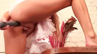 WANKZ- Solo Blonde Masturbating with Giant Toy