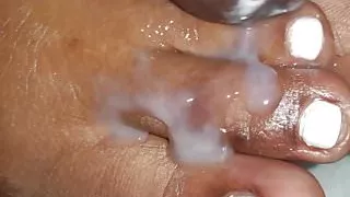 Cum Shot On Ebony Toes