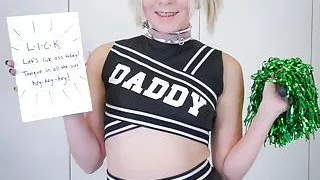 Blond cheerleader in braces gets punished with ass to mouth