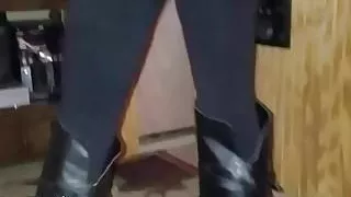 The cumshot on her dancing outfit