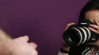 Busty CFNM babe jizzed on the casting couch