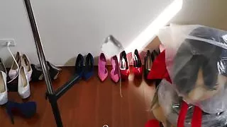 Doll in self-bondage, breath play