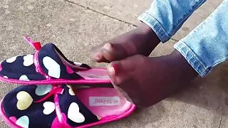 Barely Black Pantyhose Slipper Teaser