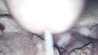 Cum inside my hole. Jerkoff creampie closeup.