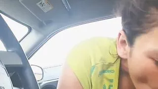 Danielle giving head n the car