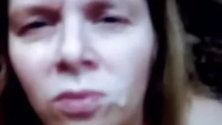 Facial cum and swallow.  Bbc slut