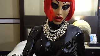 Latex orgasms RUBBER GIRL vibrator dildo pussy