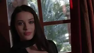 Busty babe deep throats