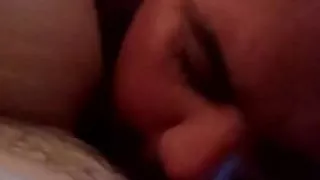 Eating my wife's delicious chubby hairy pussy