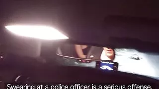 British skank cocksucks officer outdoors POV