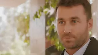 Busty babe gives footjob