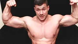 A full on muscle masturbation show