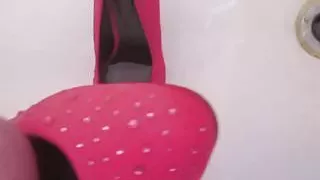 Fucking Piss filled Red Platform Heels