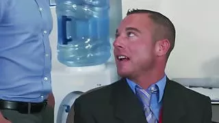 Interracial hunk analy punished in office trio