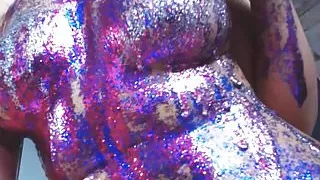 Sparkling woman on webcam