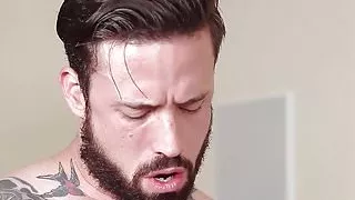 Gay slut is about to cry with a hard dick in his anus