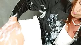 Classy euro babe enjoys bukkake at gloryhole