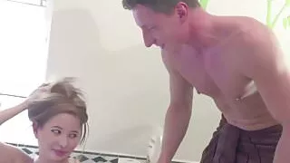 Brother Caught Skinny Step-Sister in Bathtube and Fuck her