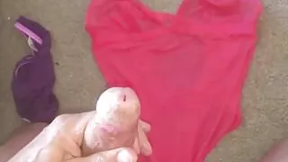 Cum on pink bodysuit