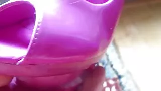 pink high heels cum shot