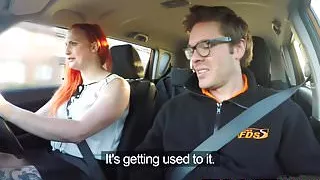Fake Driving School Redhead lusts after instructors big cock