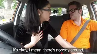 Fake Driving School Sexy Spanish Learner sucks Big Cock