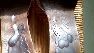 Sperma auf sexy Pantoletten und Sperma schlucken