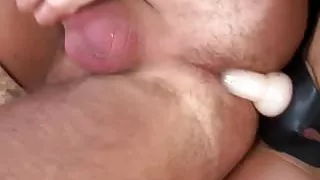 This plastic strapon cock is going right up your virgin ass