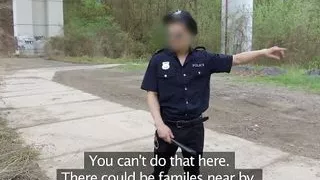 Public Agent Blonde runs from Police after fucking outdoors