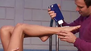 I want to feel your cock between my feet