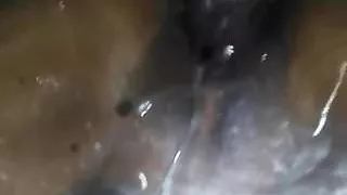 Hilo de leche en mi Esposa por su Dildo