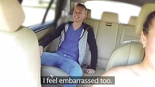 Public euro cabbie cockriding on backseat