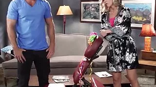 Blonde milf riding and cocksucking masseuse